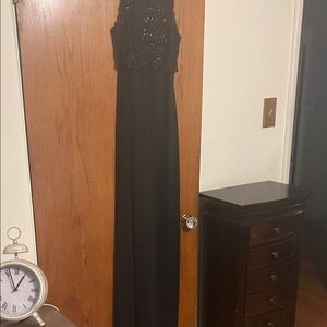 Betsy & Adam Black Lace Overlay Dress